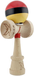 Flippy Kendama X Originala, Profesionala, Flippy, Super Sticky cu Cupe Mari KING SIZE V3, Gaura in Baza, Rulment Metalic, din lemn 18 cm, Ata 62 65 cm, Rosu Negru Galben (teo-165414)