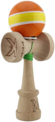 Flippy Kendama X Originala, Profesionala, Flippy, Super Sticky cu Cupe Mari KING SIZE V3, Gaura in Baza, Rulment Metalic, din lemn 18 cm, Ata 62 65 cm, Special Portocaliu Galben (teo-165427)