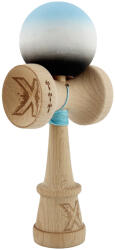 Flippy Kendama X Originala, Profesionala, Flippy, Cupe Mari KING SIZE V3, Rubber Grip, Gaura in Baza, Rulment Metalic, din lemn 18 cm, Ata 62 65 cm, Gradient Albastru deschis Alb Negru (teo-165034)
