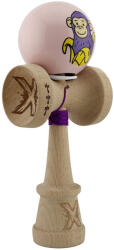Flippy Kendama X Originala, Profesionala, Flippy, Violet Monkey, Super Sticky cu Cupe Mari King Size V3, Rulment Metalic si Gaura in Baza, din Lemn 18 cm, Ata 62 65 cm, Roz (teo-164575)