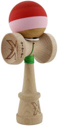 Flippy Kendama X Originala, Profesionala, Flippy, Rubber Grip, Cupe Mari KING SIZE V3, Gaura in Baza, Rulment Metalic, din lemn 18 cm, Ata 62 65 cm, Special Rosu Roz Maro (teo-165424)