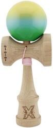 Flippy Kendama X Originala, Profesionala, Flippy, Big Cups V2, Super Sticky cu Cupe Mari, din lemn 18 cm, Rulment Metalic cu Ata 55 cm, Galben Albastru Verde (teo-164446)