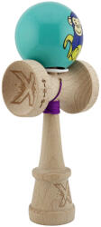 Flippy Kendama X Originala, Profesionala, Flippy, Blue Monkey, Super Sticky cu Cupe Mari King Size V3, Rulment Metalic si Gaura in Baza, din Lemn 18 cm, Ata 62 65 cm, Turcoaz (teo-164577)