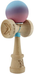 Flippy Kendama X Originala, Profesionala, Flippy, Cupe Mari KING SIZE V3, Rubber Grip, Gaura in Baza, Rulment Metalic, din lemn 18 cm, Ata 62 65 cm, Gradient Albastru deschis Mov Roz (teo-165014)