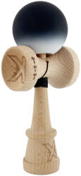 Flippy Kendama X Originala, Profesionala, Flippy, Cupe Mari KING SIZE V3, Rubber Grip, Gaura in Baza, Rulment Metalic, din lemn 18 cm, Ata 62 65 cm, Gradient Negru Alb (teo-165011)