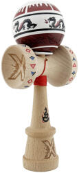 Flippy Kendama X Originala, Profesionala, Flippy, DRAGON Series, Super Sticky cu Cupe Mari King Size V3, Rulment Metalic si Gaura in Baza, din Lemn 18 cm, Ata 62 65 cm, Alb Rosu inchis (teo-164587)