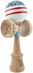 Flippy Kendama X Originala CHICANOS, Profesionala, Flippy, Cupe Mari KING SIZE V3, Super Sticky, Gaura in Baza, Rulment Metalic, din lemn 18 cm, Ata 62 65 cm, Albastru Alb (teo-164335)