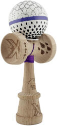 Flippy Kendama X Originala, Profesionala, Flippy, RAINDROPS, Super Sticky cu Cupe Mari KING SIZE V3, Gaura in Baza, Rulment Metalic, din lemn 18 cm, Ata 62 65 cm, Alb Albastru (teo-165779)