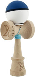 Flippy Kendama X Originala, Profesionala, Flippy, Cupe Mari KING SIZE V3, Rubber Grip, Gaura in Baza, Rulment Metalic, din lemn 18 cm, Ata 62 65 cm, S Bicolor Albastru inchis Alb (teo-165085)