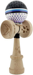 Flippy Kendama X Originala, Profesionala, Flippy, RAINDROPS, Super Sticky cu Cupe Mari KING SIZE V3, Gaura in Baza, Rulment Metalic, din lemn 18 cm, Ata 62 65 cm, Alb Negru Mov (teo-165798)
