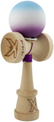 Flippy Kendama X Originala, Profesionala, Flippy, Cupe Mari KING SIZE V3, Rubber Grip, Gaura in Baza, Rulment Metalic, din lemn 18 cm, Ata 62 65 cm, Gradient Albastru deschis Alb Mov (teo-165036)