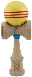 Flippy Kendama X Originala, Profesionala, Flippy, Big Cups V2, Super Sticky Legendary Cupe Mari, Rulment Metalic cu Ata 55 cm, Galben Linii Rosii (teo-163879)