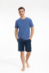 Luna Férfi pizsama Luna kód 807 kék háromszög mintás rövidnadrág XXL (L807-5/3)