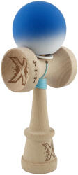 Flippy Kendama X Originala, Profesionala, Flippy, Rubber Grip, Cupe Mari KING SIZE V3, Gaura in Baza, Rulment Metalic, din lemn 18 cm, Ata 62 65 cm, Gradient Albastru Alb (teo-165080)