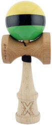 Flippy Kendama X Originala, Profesionala, Flippy, Big Cups V2, Super Sticky cu Cupe Mari, din lemn 18 cm, Rulment Metalic cu Ata 55 cm, Galben Negru Verde (teo-164630)