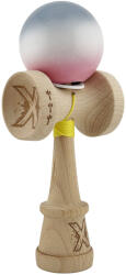 Flippy Kendama X Originala, Profesionala, Flippy, Super Sticky cu Cupe Mari KING SIZE V3, Gaura in Baza, Rulment Metalic, din lemn 18 cm, Ata 62 65 cm, Gradient Gri Alb Roz (teo-165425)