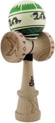 Flippy Kendama X Originala, Profesionala, Flippy, DRAGON Series, Super Sticky cu Cupe Mari King Size V3, Rulment Metalic si Gaura in Baza, din Lemn 18 cm, Ata 62 65 cm, Verde deschis Negru (teo-164586)