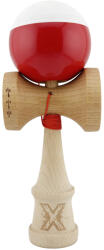 Flippy Kendama X Originala, Profesionala, Flippy, Big Cups V2, Super Sticky cu Cupe Mari, Rulment Metalic, din lemn 18 cm, Ata 55 cm, Alb Rosu (teo-164702)