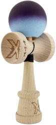 Flippy Kendama X Originala, Profesionala, Flippy, Cupe Mari KING SIZE V3, Rubber Grip, Gaura in Baza, Rulment Metalic, din lemn 18 cm, Ata 62 65 cm, Gradient Negru Albastru deschis (teo-165038)