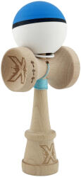 Flippy Kendama X Originala, Profesionala, Flippy, Cupe Mari KING SIZE V3, Rubber Grip, Gaura in Baza, Rulment Metalic, din lemn 18 cm, Ata 62 65 cm, S Bicolor Albastru Alb (teo-165084)