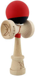 Flippy Kendama X Originala, Profesionala, Flippy, Cupe Mari KING SIZE V3, Rubber Grip, Gaura in Baza, Rulment Metalic, din lemn 18 cm, Ata 62 65 cm, Bicolor Rosu Negru (teo-165022)