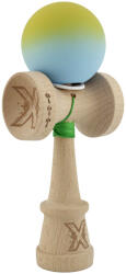 Flippy Kendama X Originala, Profesionala, Flippy, Rubber Grip, Cupe Mari KING SIZE V3, Gaura in Baza, Rulment Metalic, din lemn 18 cm, Ata 62 65 cm, Gradient Galben Albastru deschis (teo-165076)