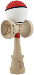 Flippy Kendama X Originala, Profesionala, Flippy, Cupe Mari KING SIZE V3, Rubber Grip, Gaura in Baza, Rulment Metalic, din lemn 18 cm, Ata 62 65 cm, S Bicolor Rosu Alb (teo-165078)