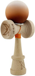 Flippy Kendama X Originala, Profesionala, Flippy, Cupe Mari KING SIZE V3, Rubber Grip, Gaura in Baza, Rulment Metalic, din lemn 18 cm, Ata 62 65 cm, Gradient Alb Maro (teo-165025)
