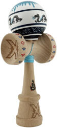 Flippy Kendama X Originala, Profesionala, Flippy, DRAGON Series, Super Sticky cu Cupe Mari King Size V3, Rulment Metalic si Gaura in Baza, din Lemn 18 cm, Ata 62 65 cm, Albastru Negru (teo-164585)