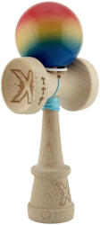 Flippy Kendama X Originala, Profesionala, Flippy, Super Sticky cu Cupe Mari KING SIZE V3, Gaura in Baza, Rulment Metalic, din lemn 18 cm, Ata 62 65 cm, Gradient Rosu Galben Albastru (teo-165435)