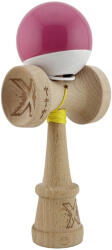 Flippy Kendama X Originala, Profesionala, Flippy, Super Sticky cu Cupe Mari KING SIZE V3, Gaura in Baza, Rulment Metalic, din lemn 18 cm, Ata 62 65 cm, Bicolor Roz inchis Alb (teo-165415)