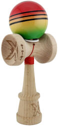 Flippy Kendama X Originala, Profesionala, Flippy, Super Sticky cu Cupe Mari KING SIZE V3, Gaura in Baza, Rulment Metalic, din lemn 18 cm, Ata 62 65 cm, Special Rosu Verde (teo-164348)
