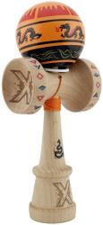 Flippy Kendama X Originala, Profesionala, Flippy, DRAGON Series, Super Sticky cu Cupe Mari King Size V3, Rulment Metalic si Gaura in Baza, din Lemn 18 cm, Ata 62 65 cm, Portocaliu Negru (teo-164584)