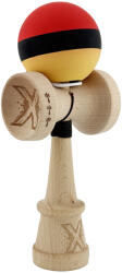 Flippy Kendama X Originala, Profesionala, Flippy, Cupe Mari KING SIZE V3, Rubber Grip, Gaura in Baza, Rulment Metalic, din lemn 18 cm, Ata 62 65 cm, M Rosu Negru Galben (teo-165101)