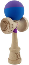 Flippy Kendama X Originala, Profesionala, Flippy, Rubber Grip, Cupe Mari KING SIZE V3, Gaura in Baza, Rulment Metalic, din lemn 18 cm, Ata 62 65 cm, Bicolor Mov Albastru (teo-165081)