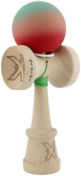 Flippy Kendama X Originala, Profesionala, Flippy, Cupe Mari KING SIZE V3, Rubber Grip, Gaura in Baza, Rulment Metalic, din lemn 18 cm, Ata 62 65 cm, Gradient Verde Roz Rosu (teo-165035)