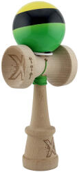 Flippy Kendama X Originala, Profesionala, Flippy, Super Sticky cu Cupe Mari KING SIZE V3, Gaura in Baza, Rulment Metalic, din lemn 18 cm, Ata 62 65 cm, Galben Negru Verde (teo-165430)
