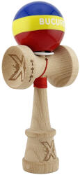 Flippy Kendama X Originala, Profesionala, Flippy, Tricolor Edition BUCURESTI, Super Sticky cu Cupe Mari KING SIZE V3, Rulment Metalic si Gaura in Baza, din Lemn 18 cm, Ata 62 65 cm, Multicolor (teo-164351)