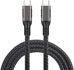 Prestige Charge Cablu USB-C 3.2 100W PRESTIGE CHARGE, Transfer 20Gbps & Video 4K@60Hz, PD 3.0, compatibil Thunderbolt 3, Laptop, Tableta, iPhone 15/16/17, 1m, Negru textil