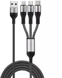 Prestige Charge Cablu incarcare 3 in 1, PRESTIGE CHARGE, FastCharge 18W , USB la USB-C & LIGHTNING & MICRO-USB, 1.2m, negru, universal