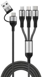 Prestige Charge Cablu incarcare 6 in 1, PRESTIGE CHARGE, FastCharge 30W , USB & USB-C la USB-C & LIGHTNING & MICRO-USB, 1.2m, negru, universal