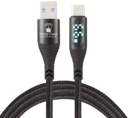 Prestige Charge Cablu USB la USB-C PRESTIGE CHARGE, Transfer Date si Incarcare FastCharge 60W, cu Display, Compatibil Telefon, Tableta, Textil Premium, 1m, Negru