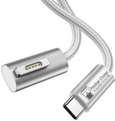 Prestige Charge Cablu de Incarcare USB-C la MagSafe 2, PRESTIGE CHARGE, 100W, cap unghi 90, pentru Apple Macbook Air / Pro, Indicator LED, 1.8m, Alb
