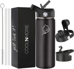 Cool'NMore Jet Sticlă Termos Oțel Inoxidabil Fără BPA 500ml Negru cu Mustiuc, Buclă, Pai și Mâner 50000118 (50000118)
