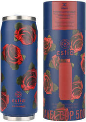 Estia Home Art Travel Cup Save the Aegean Reciclabil Sticlă Termos Oțel Inoxidabil / Plastic Fără BPA 500ml Electric Roses cu Pai 01-22709 (01-22709)