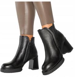 Casu Bőr Bokacsizma Fekete Széles Sarok Párna Platform Termék Lengyel 39-es (7088540000394)