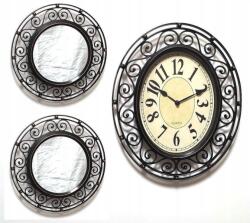  Ovális Retro Falióra Tükrökkel OR874 Tükör 20 cm, Óra 25x30 cm (OR874)