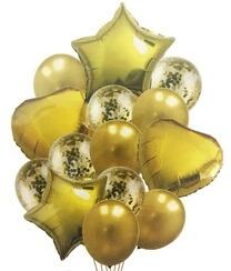 Galaxy Lufi Készlet 14EL Arany Lufik Születésnapi Konfeti