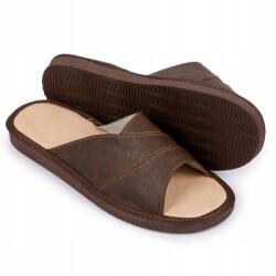 IRE SHOES Ireshoes Férfi bőr papucs Prémium flip-flop papucs nyári otthoni papucs méret46 (Kapcie męskie letnie brązowe)