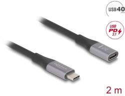 Delock 81202 USB kábel USB4 Gen 2x2 2 M USB C Fekete, Szürke (81202)